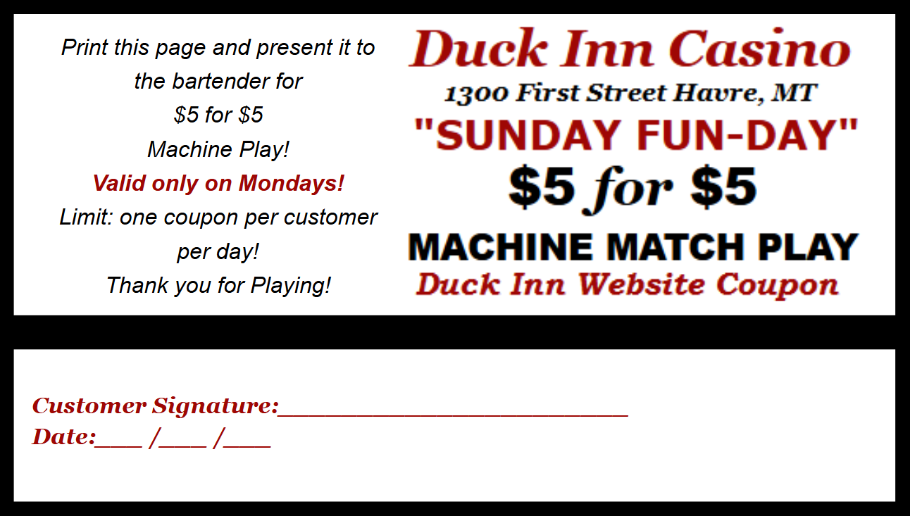 duck in 5 for 5 ticket